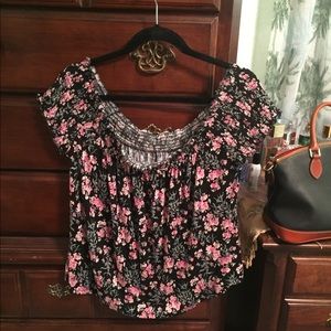 AEO off shoulder soft and sexy blouse floral